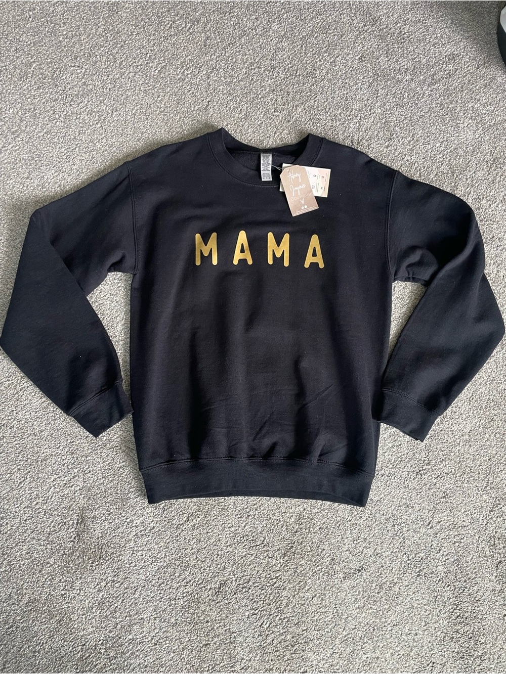 Black MAMA Graphic Crewneck Sweatshirt - Gold Lettering